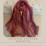 Printed Chiffon Dupatta : Maroon-HD50