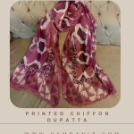 Printed Chiffon Dupatta : Tea pink-HD51