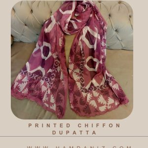 Printed Chiffon Dupatta : Tea pink-HD51