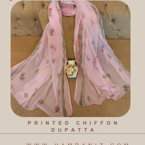 Printed Chiffon Dupatta : Pink-HD54