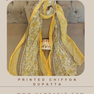 Printed Chiffon Dupatta : Yellow-HD56