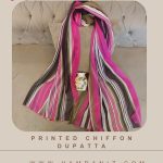 Printed Chiffon Dupatta : PinkStripe-HD57P