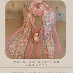 Printed Chiffon Dupatta : Pink-HD59