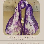 Printed Chiffon Dupatta : Purple-HD60
