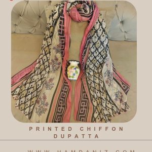 Printed Chiffon Dupatta : Teapink-HD61