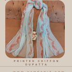 Printed Chiffon Dupatta : SkyBlue-HD62