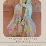 Printed Chiffon Dupatta : Floral SkyBlue-HD63
