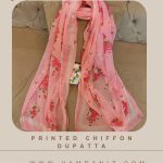 Printed Chiffon Dupatta : Floral Pink-HD64