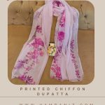 Printed Chiffon Dupatta : Floral Lilac-HD65