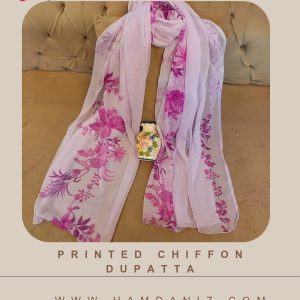 Printed Chiffon Dupatta : Floral Lilac-HD65