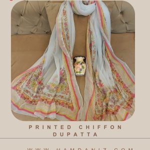 Printed Chiffon Dupatta :SkyBlue-HD70