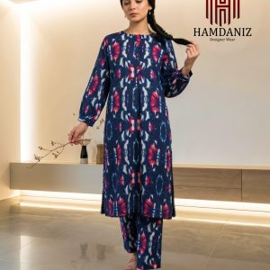 3D Printed Lawn 2-Piece Suit – Deep Navy Blue Floral